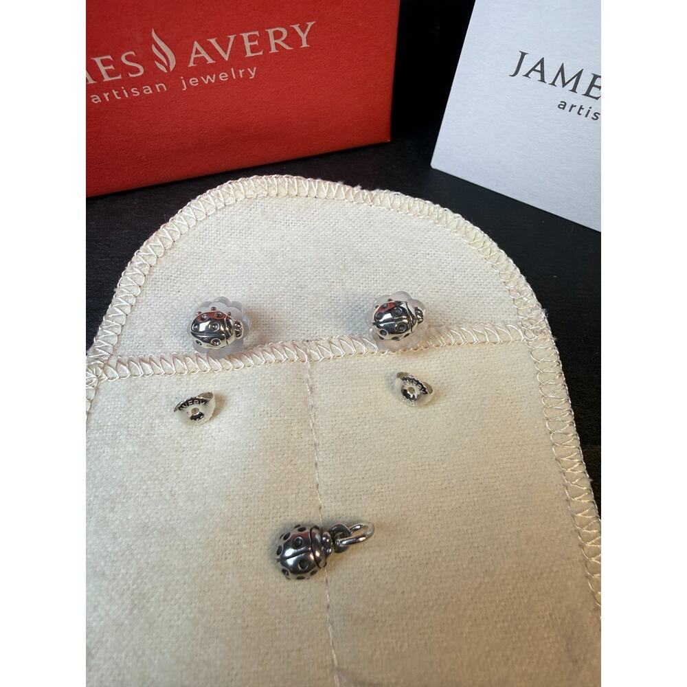 James Avery Sterling/925 Ladybug Charm With Matching Earrings/Studs - Picture 3 of 8